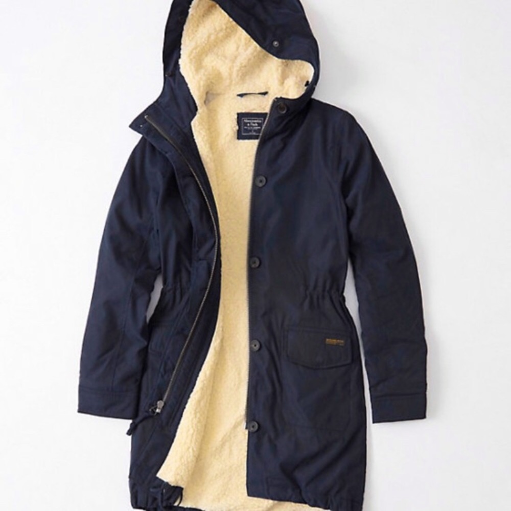 Abercrombie Navy Sherpa Lined Military Parka XXS